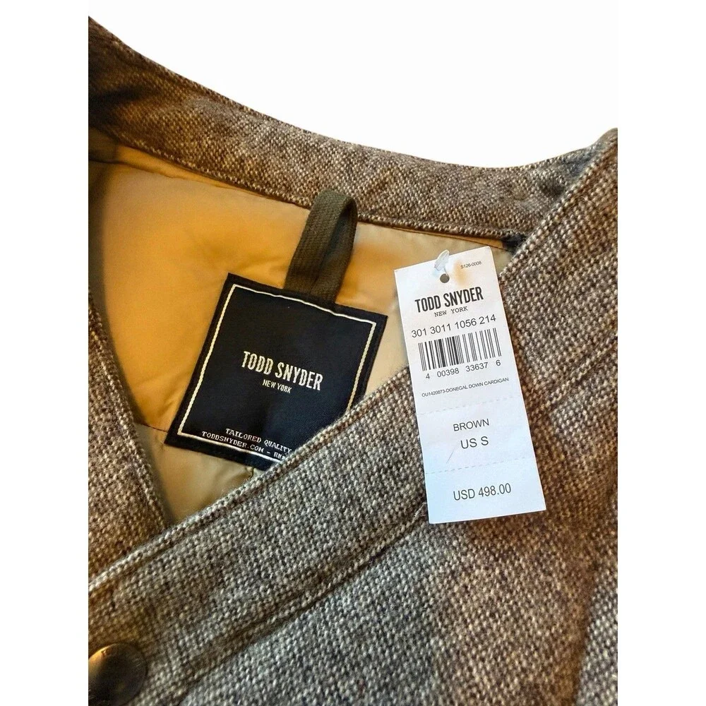 NEW $498 Todd Snyder New York Brown Tan Quilted Wool Cardigan Jacket Coat - Picture 2 of 13